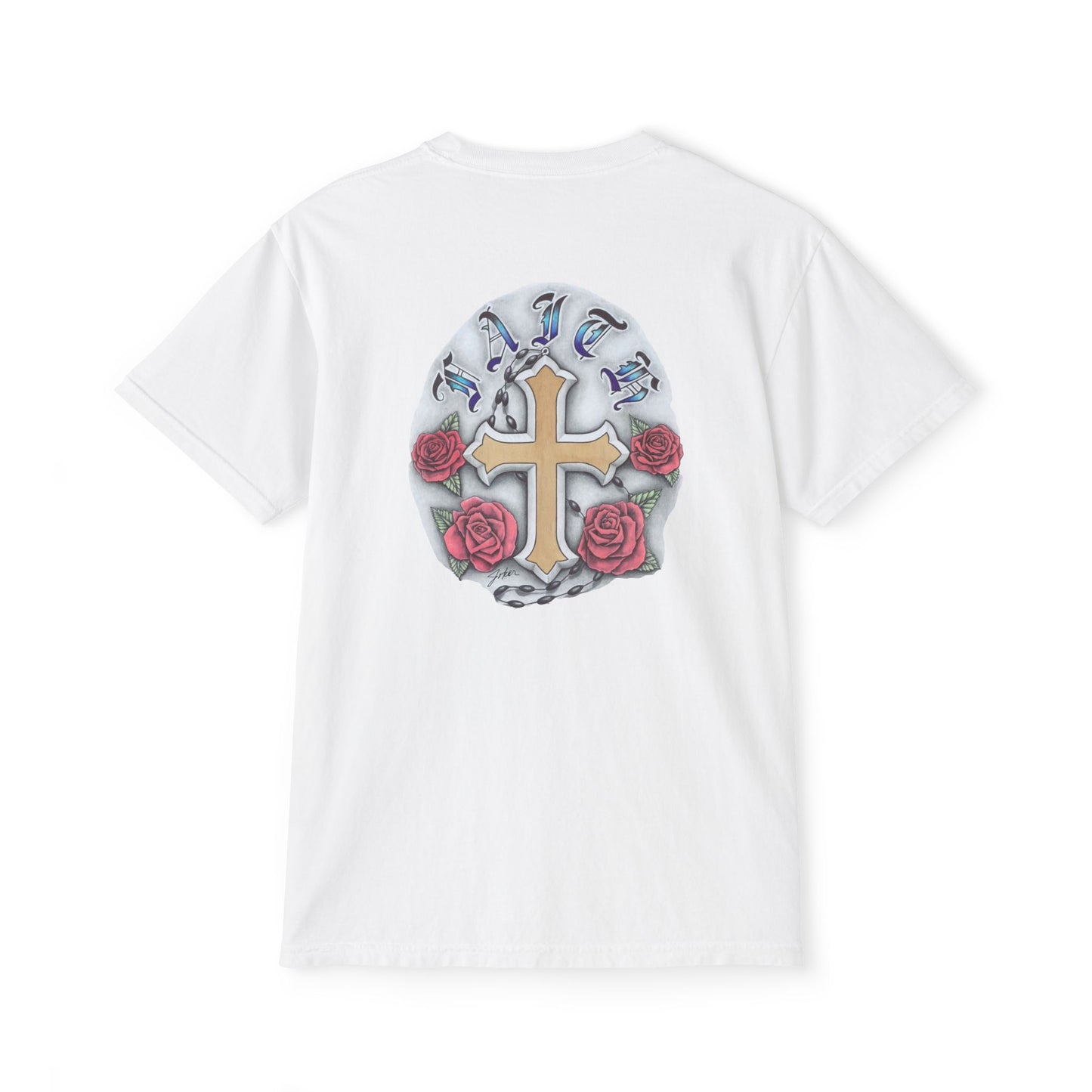 FAITH – Cross & Roses Pocket T-Shirt