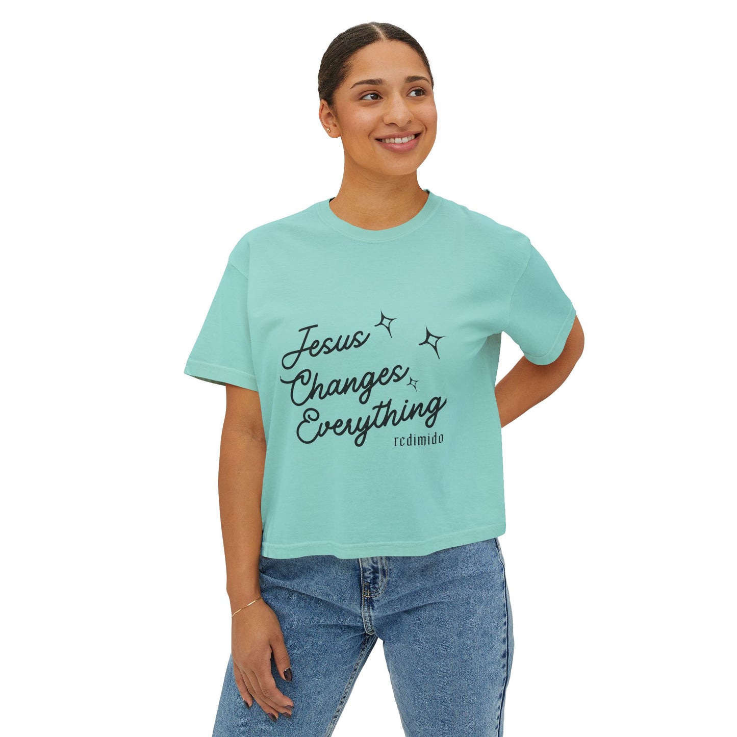 Jesus Changes Everything Boxy Tee — Women’s Faith Graphic Shirt