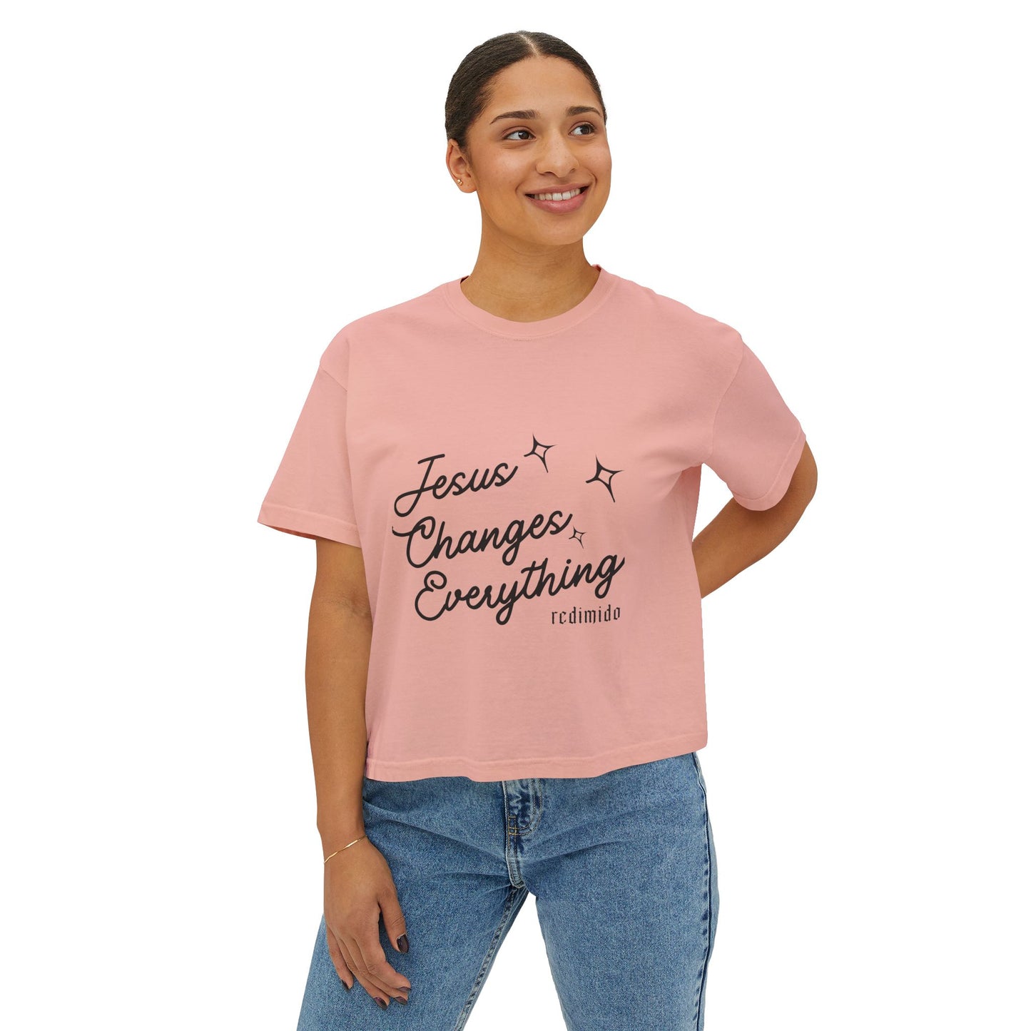 Jesus Changes Everything Boxy Tee — Women’s Faith Graphic Shirt