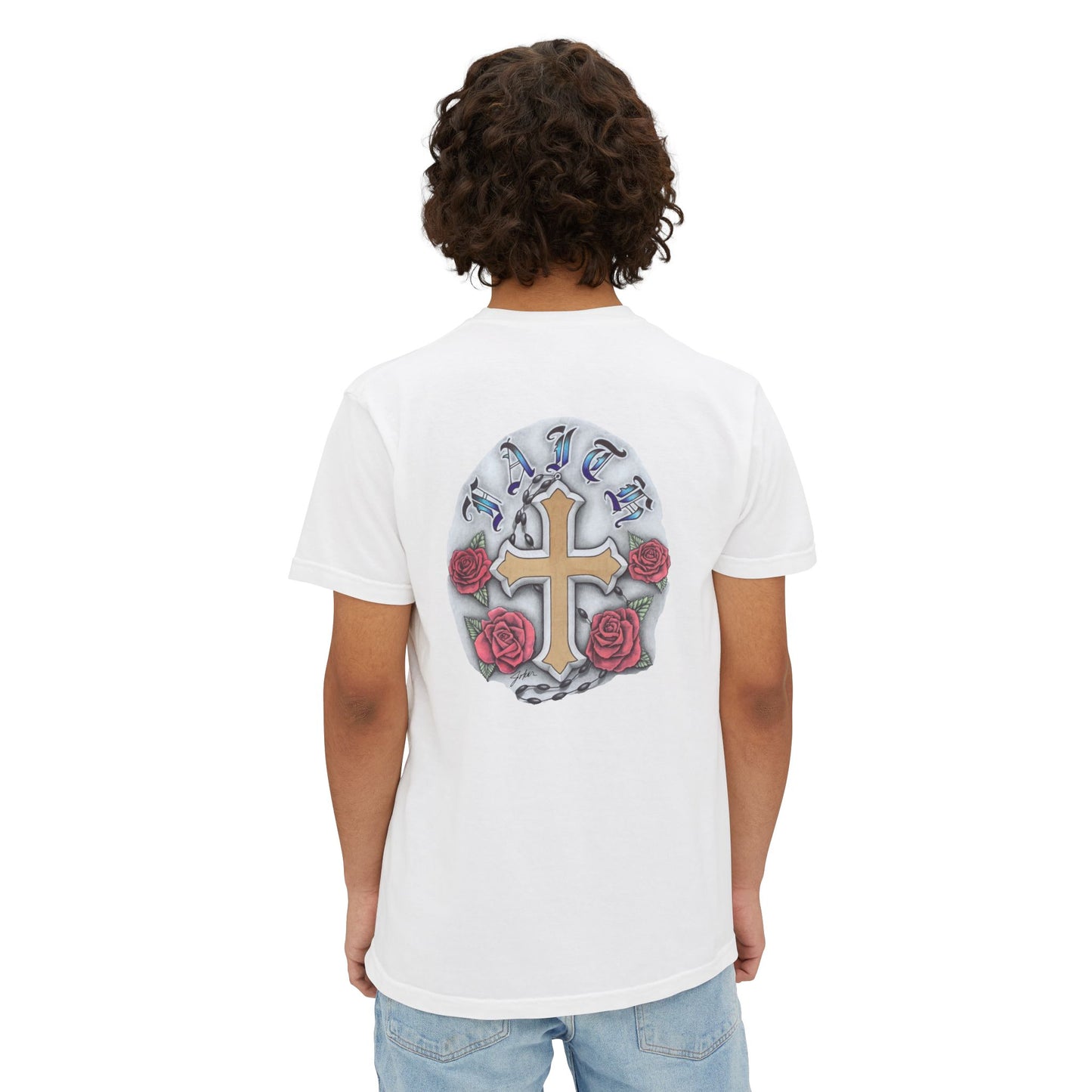 FAITH – Cross & Roses Pocket T-Shirt