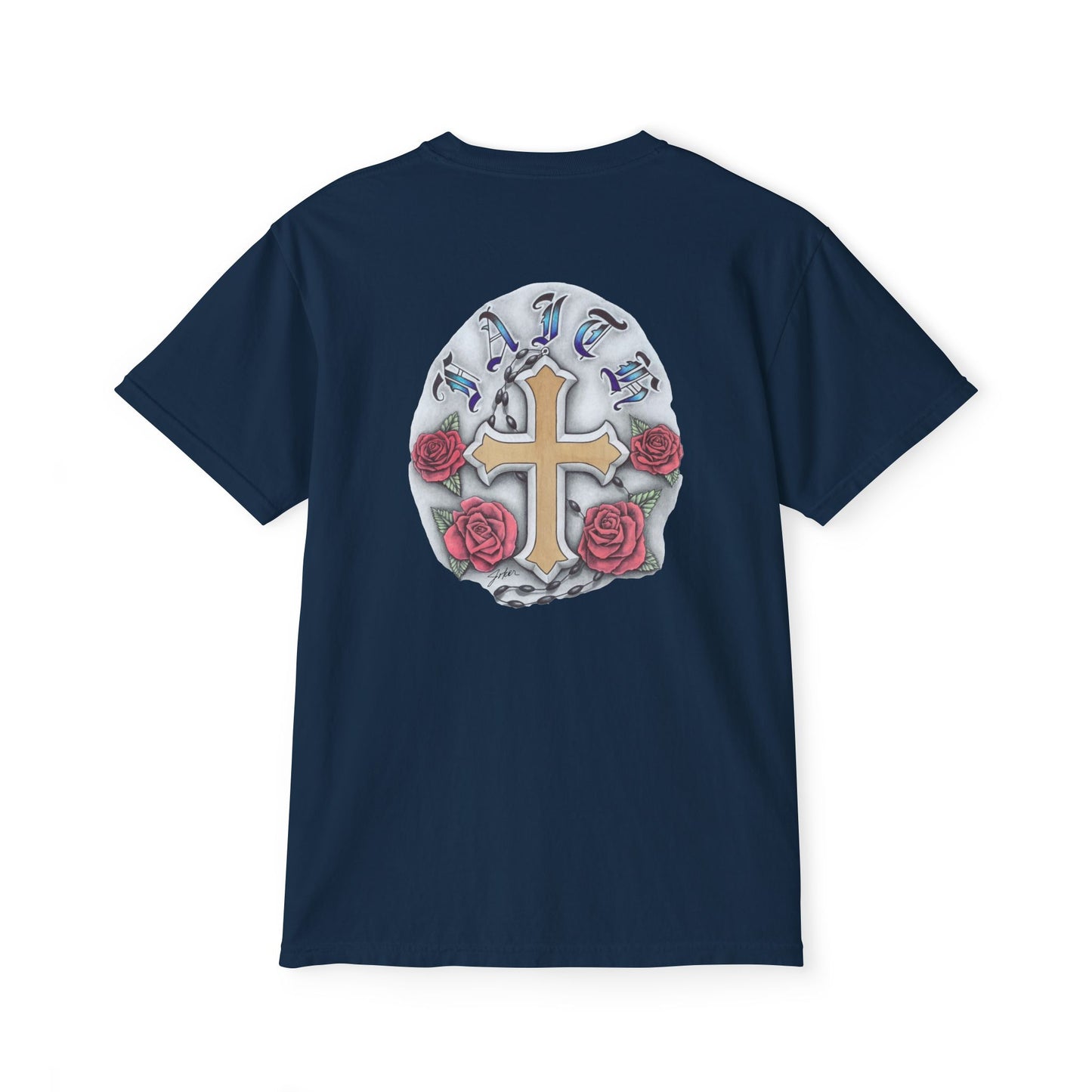 FAITH – Cross & Roses Pocket T-Shirt