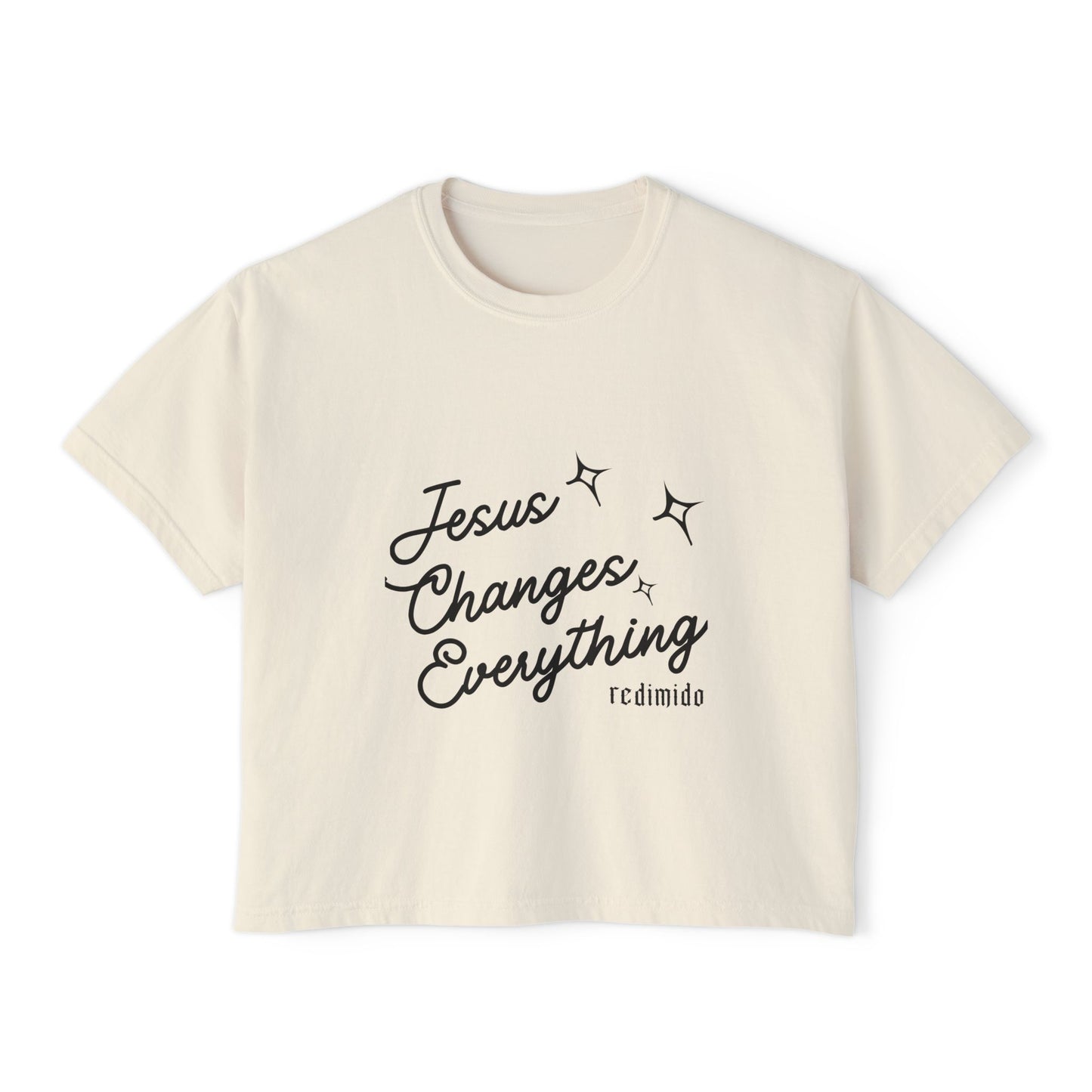 Jesus Changes Everything Boxy Tee — Women’s Faith Graphic Shirt
